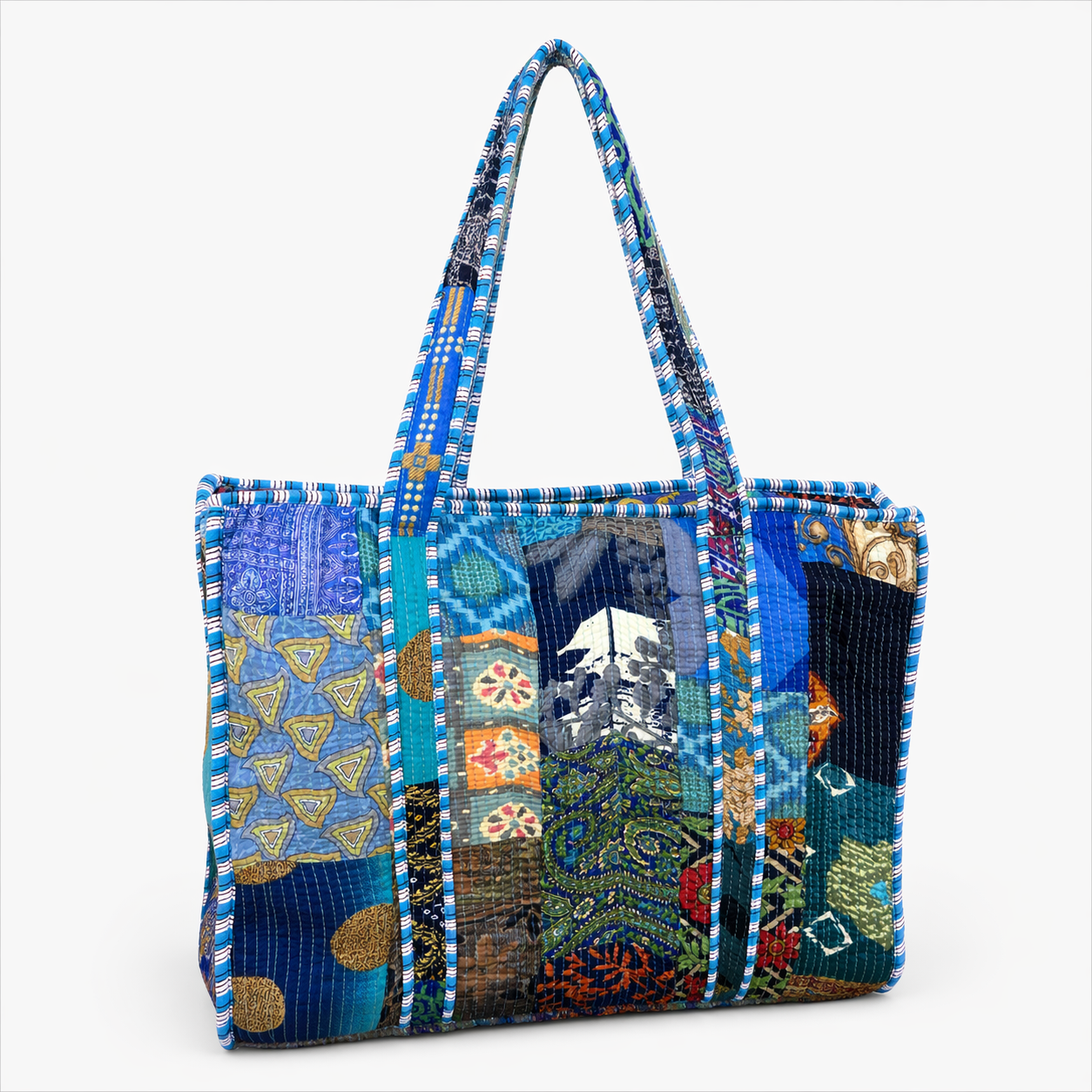 Sari Patchwork Tote Blue