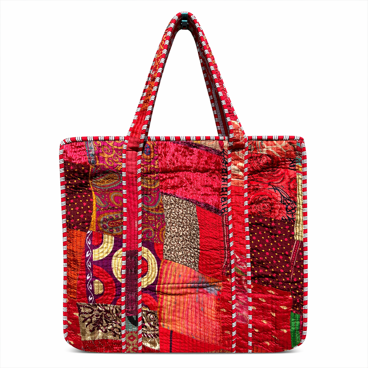 Sari Patchwork Tote Red