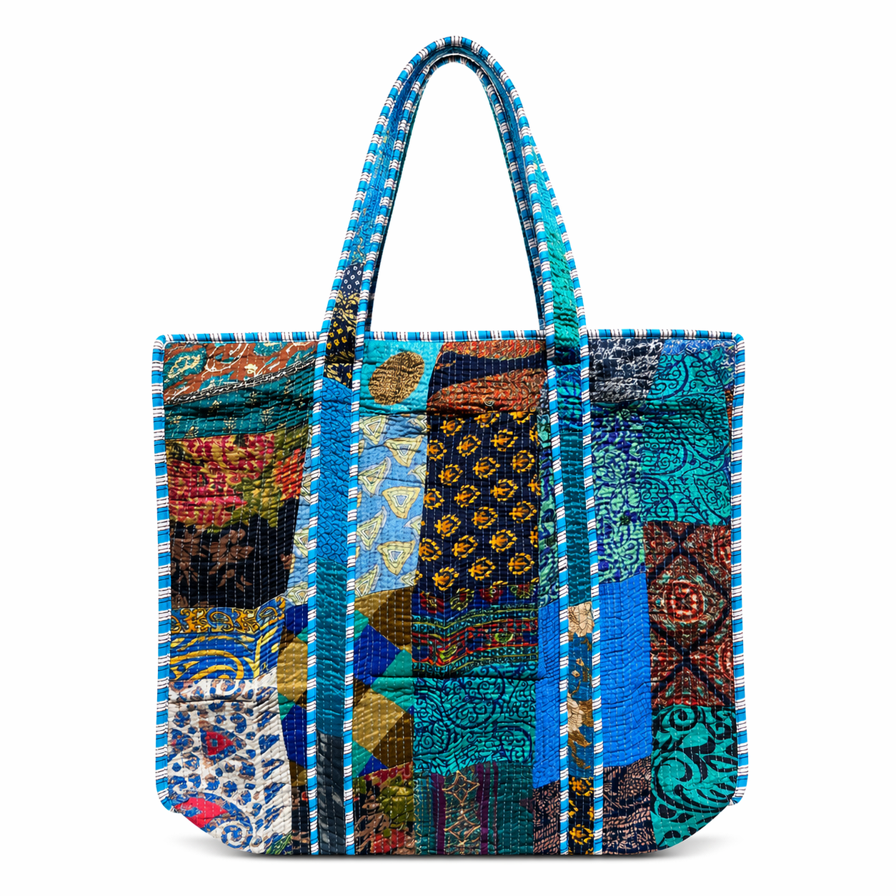 Sari Patchwork Tote Blue