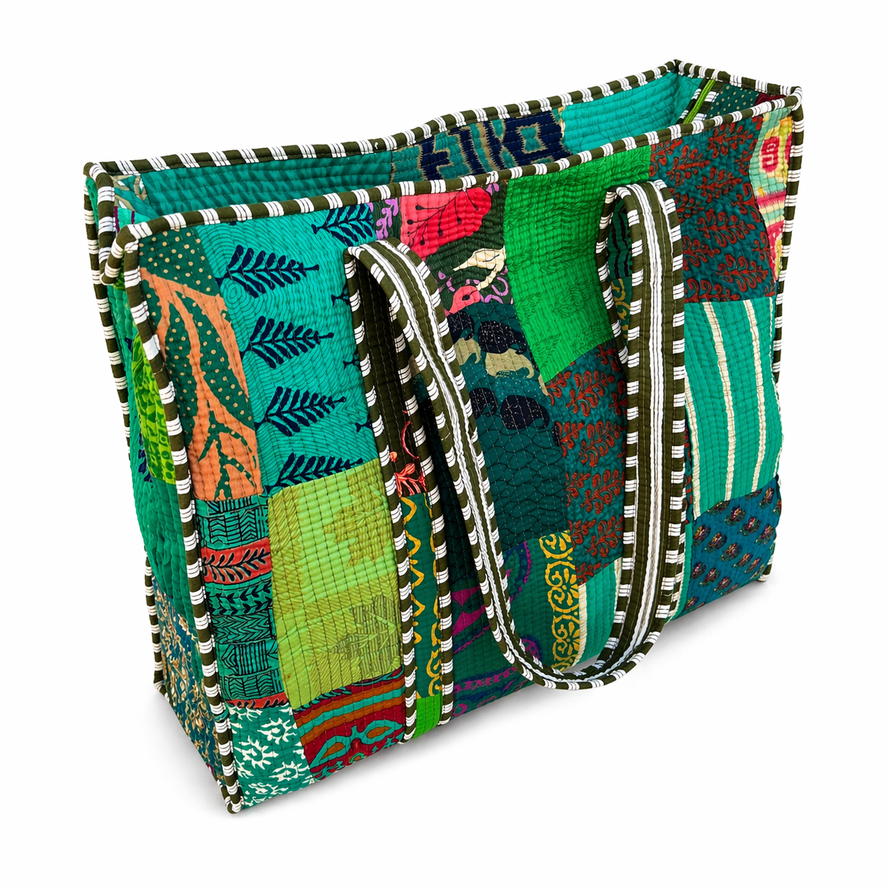 Sari Patchwork Tote Turquoise
