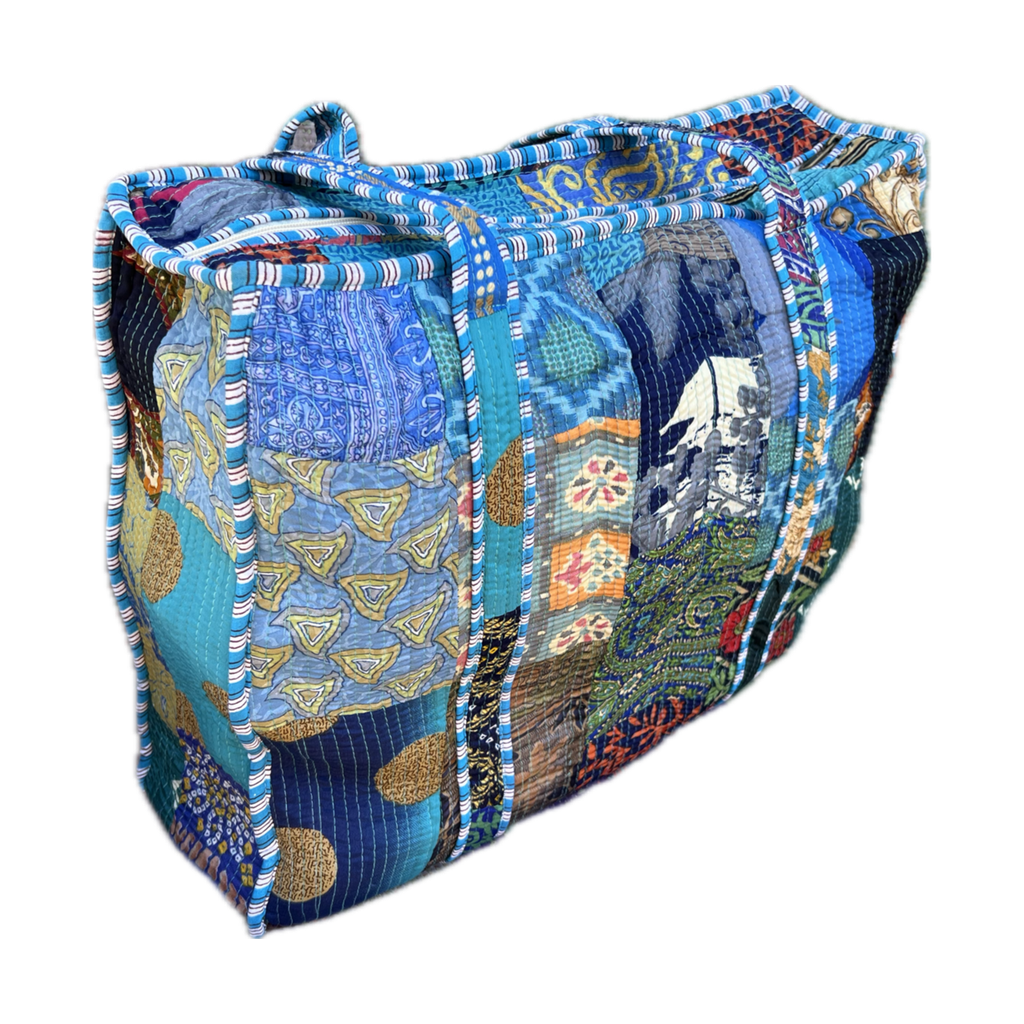 Sari Patchwork Tote Blue