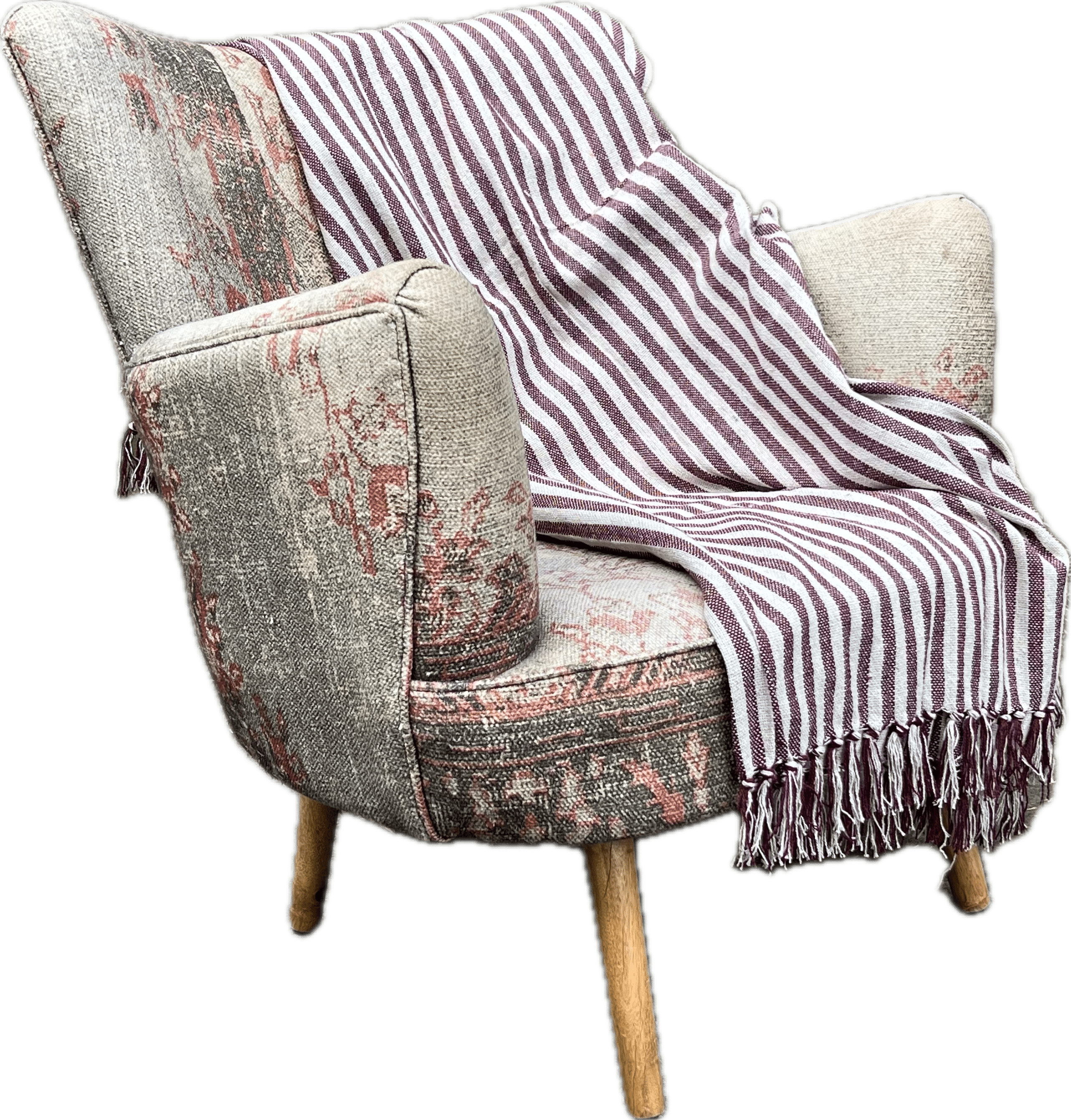 Provincial Throw Burgundy/Natural