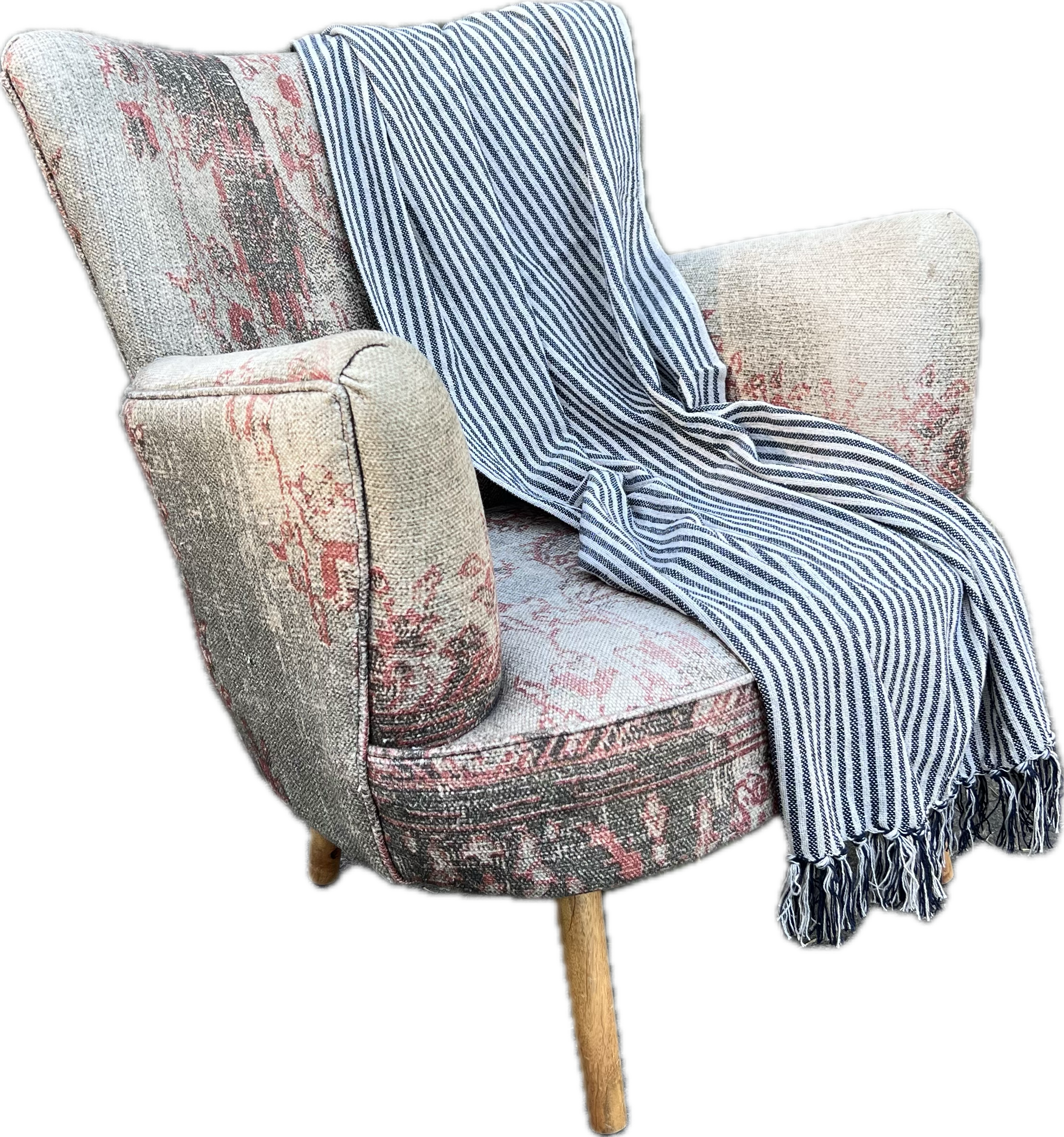 Provincial Throw Navy/Natural Fine Stripe