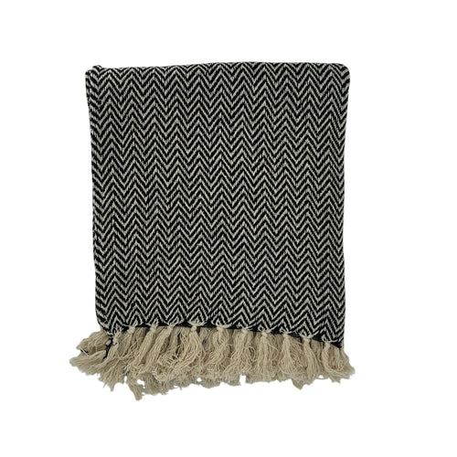 Chevron Cotton Throw Natural/Black