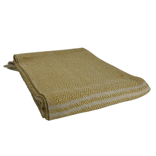 Chevron Cotton Throw Natural/Yellow