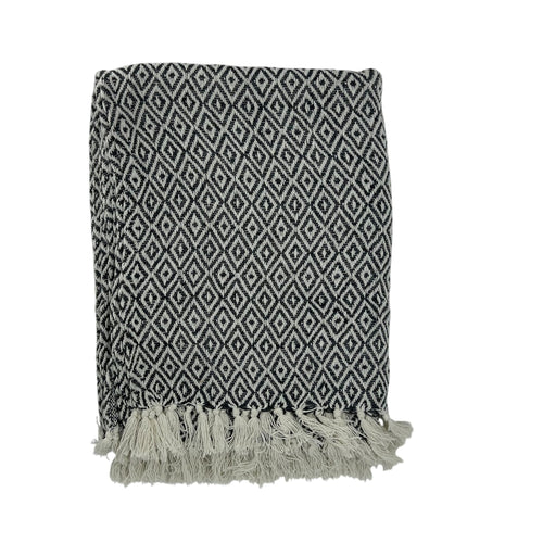 Diamond Cotton Throw Natural/Grey